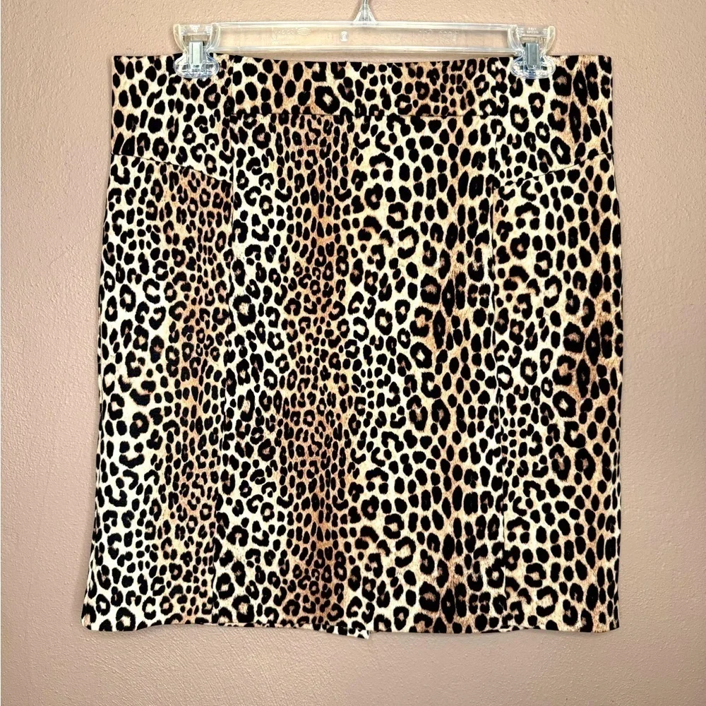 MICHAEL Michael Kors Leopard Animal Print Pencil Skirt Knee Length, Lined, XL